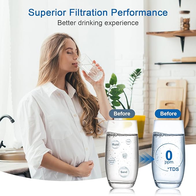 Water Filter Replacement for Brita Water Pitchers and Dispensers, Classic 35557, Ob03, Mavea 107007 and More, Reduce Chlorine and Bad Taste, Lasts Two Months or 40 Gallons, Includes 3 Filters