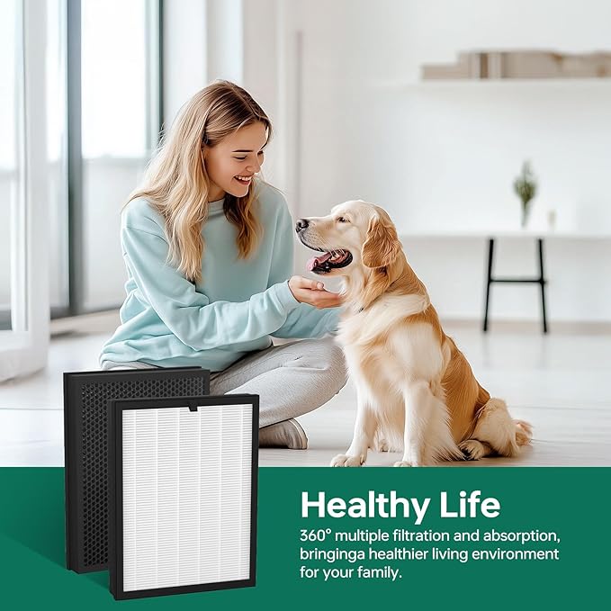 2 Pack 400 True14 Replacement Filter for Puroair 400 Replacement Filter, 3-in-1 High-Efficiency Filtration Activated carbon