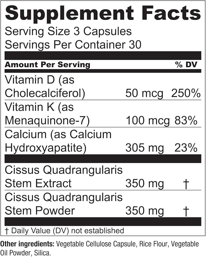 Essential Elements Bone Boost Health Supplement - Bone Support and Calcium Supplement with Vitamin D 3, K2, Cissus Quadrangularis for Bone Strength - 270 Capsules (90 Day Supply) (3-Pack)