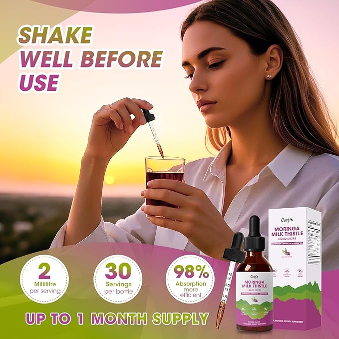 Milk Thistle Liver Detox Drops โ Liver Cleanse Detox & Repair with Moringa, Dandelion, Burdock & Green Tea โ Liquid Herbal Supplement for Liver Support & Liver Health, Vegan, 2 Fl Oz
