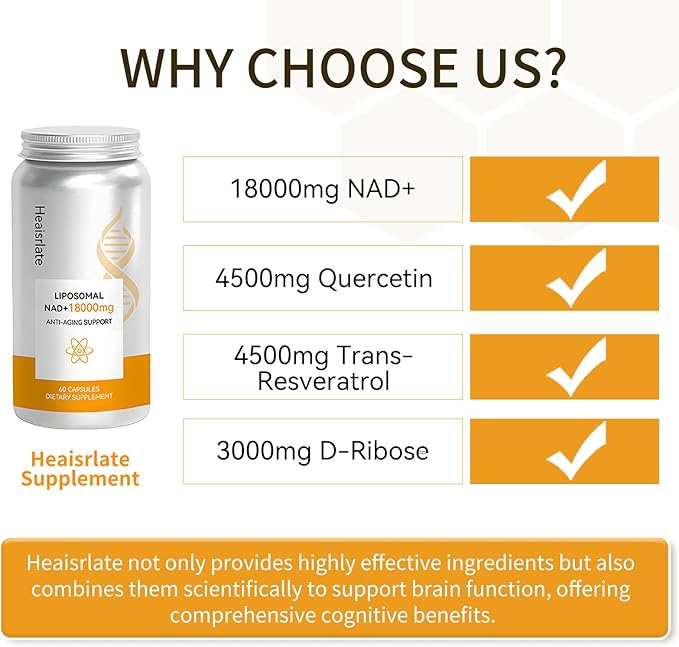 NAD+ Supplement 600mg with Quercetin & Resveratrol - Liposomal NAD Booster for Cellular Energy, Anti-Aging Support - D-Ribose Enhanced Formula - Vegan, Non-GMO, 3rd Party Tested (60 Capsules)