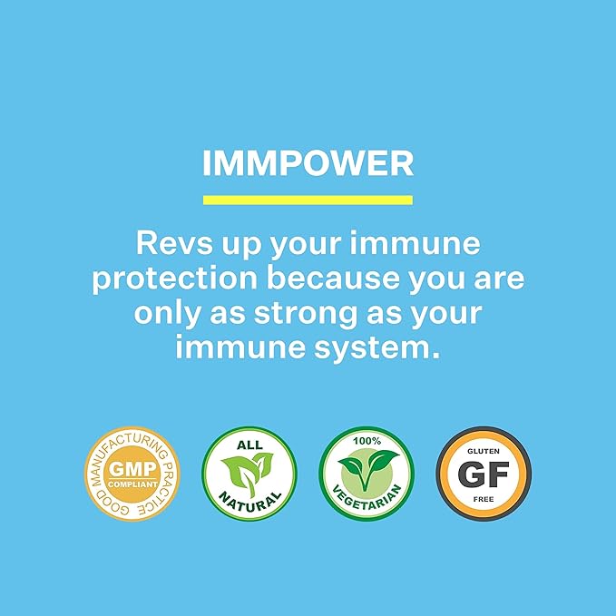 ImmPower AHCC Herbal Mushroom Supplement, 500mg per Capsule for Immune Support, Maintains Natural Killer Cell Activity, Pack of 1, 60 Veggie Capsules