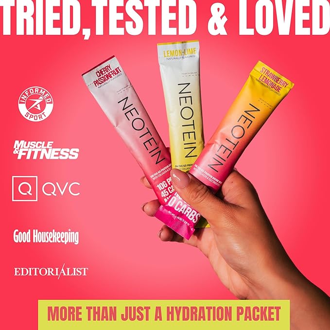 Electrolyte Powder Packets, Protein Powder with 10g Protein & Collagen | Hydration Packets - Zero Sugar, NO Fillers, NO Carbs | Cherry Passionfruit | 45 Calories | Keto & Paleo | Pack of 15