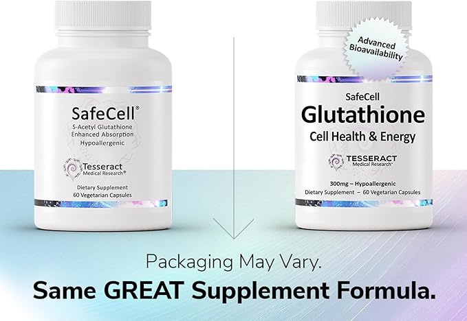 SafeCell S-Acetyl Glutathione Supplement for Neuro Health Support, Powerful Antioxidant to Help Neutralize Free Radicals, Hypoallergenic, 300mg, 60 Vegetarian Capsules