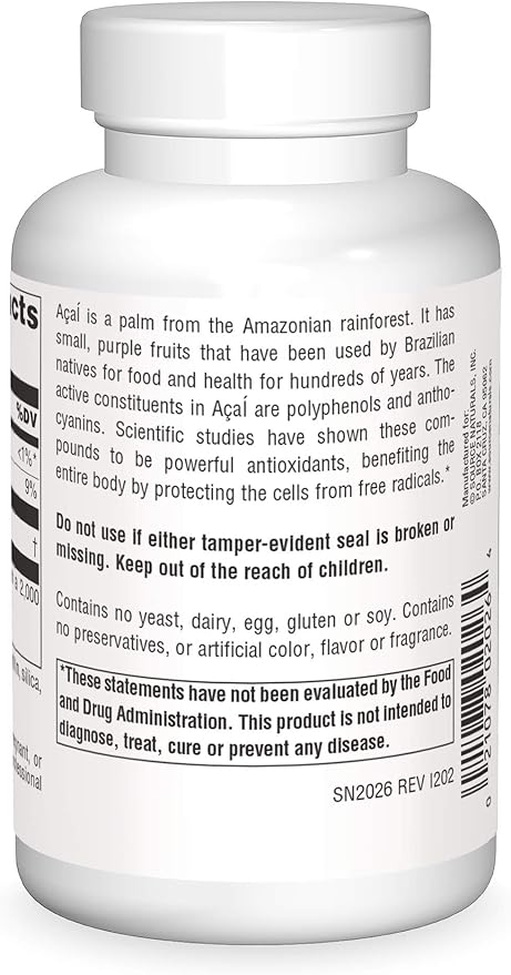 Source Naturals Acai Extract 500 Mg Capsule, 120 Count