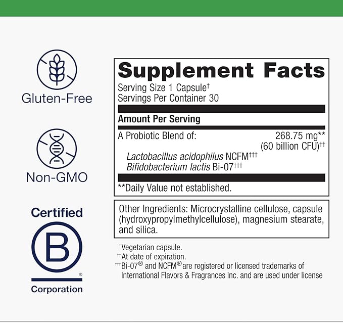 Metagenics UltraFlora IB Probiotic - Relief for Occasional Intestinal Distress* - Probiotics for Digestive Health* - Anti-Bloat for Men & Women* - 60 Billion CFU - Non-GMO, Gluten-Free - 30 Capsules