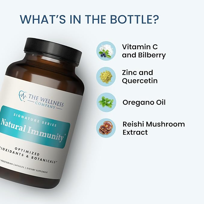 The Wellness Company Natural Immunity | 120 Capsule (2 Month Supply) | Formulated for Powerful Daily Immune Defense | Non-GMO, Vegan, Gluten Free | for Supporting Healthy Immune Function