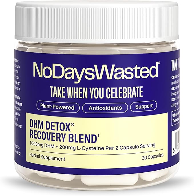 DHM Detox, 30 Capsules (15 Servings) - Jar - Take During Evening for Better Next Day and Recovery