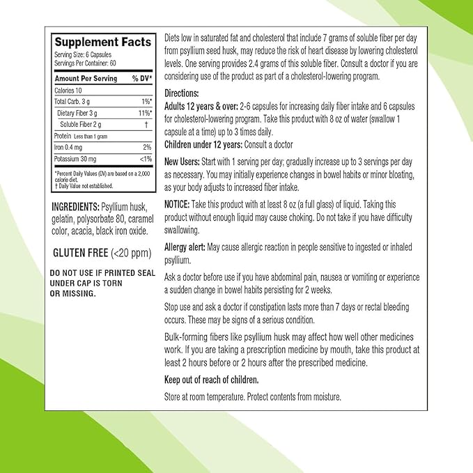 KS Psyllium Fiber Capsules, 360 Count, Supports Digestive Health, Gluten-Free, 100% Natural Fiber Supplement for Daily Wellness