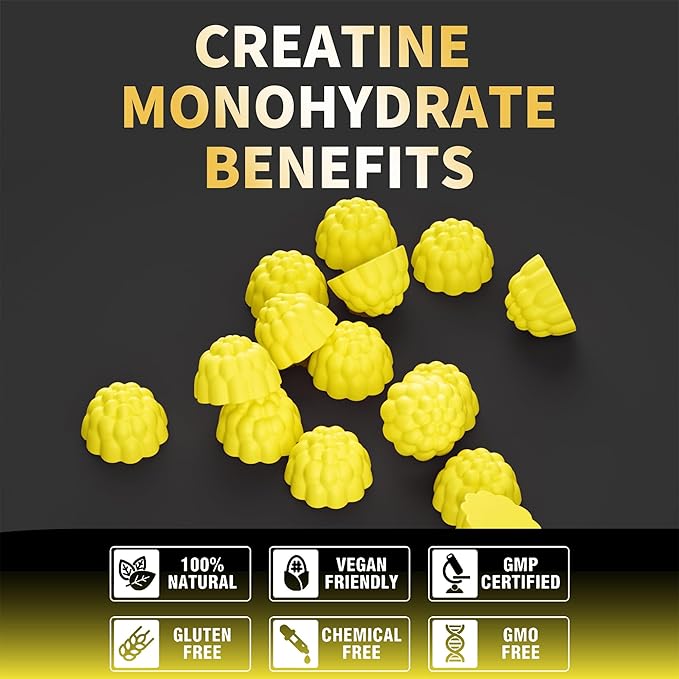 Creatine Monohydrate Gummies for Men & Women-5g of Creatine Monohydrate per Serving - Sugar Free,Vegan, Passion Fruit Flavor, 120 Count