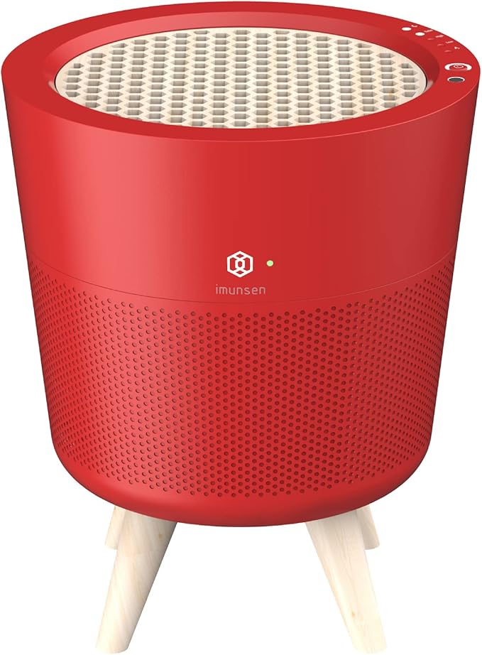 M-002R HEPA Air Purifier with H13 True HEPA Filter, Cypress Wood Filter, Auto Sleep Mode, Filters 99.97% Pollen, Smoke, Perfect for Office and Bedroom, Made in Korea - Red