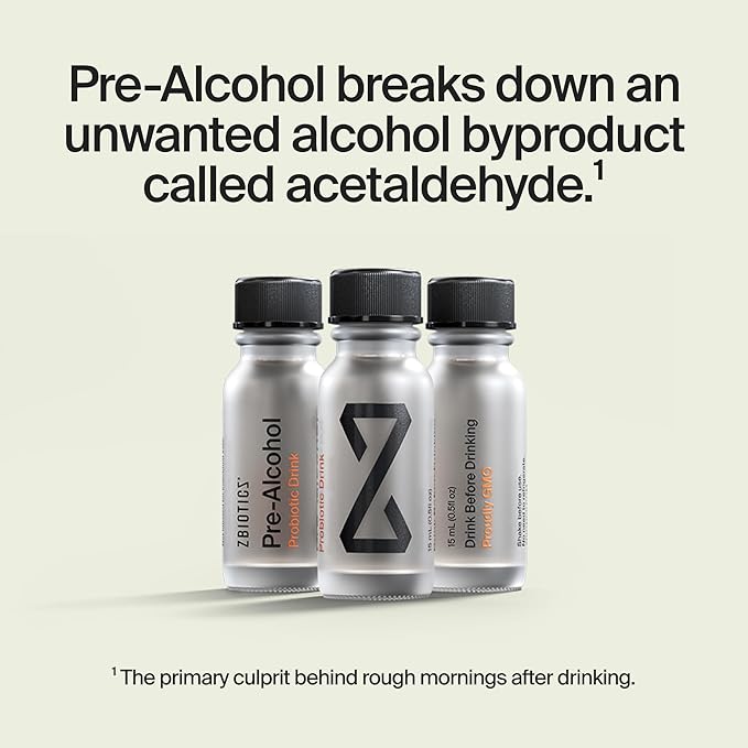 ZBiotics — Feel Better After Drinking, Wake Up Refreshed, Science-Backed, Patented Probiotic for Easier Mornings, Travel-Friendly, 3-Pack of 0.5 Fl Oz Bottles