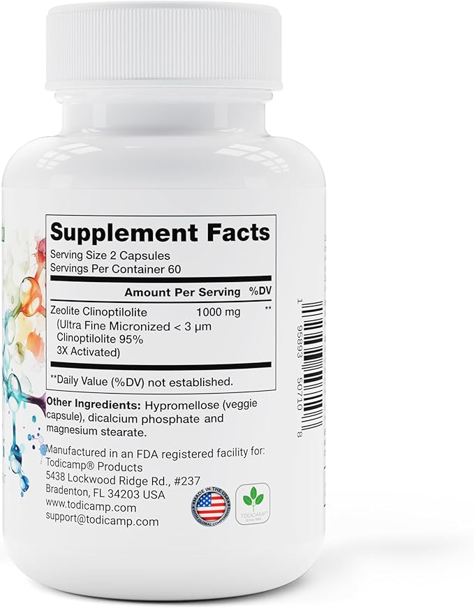 Zeolite Detox Capsules - 120 Zeolite Capsules - 1-2 µm Clinoptilolite Zeolite Detox - 2 Months Supply Zeolite Clinoptilolite Capsules - Zeolite Sorbolit Detox - Zeolite Pills