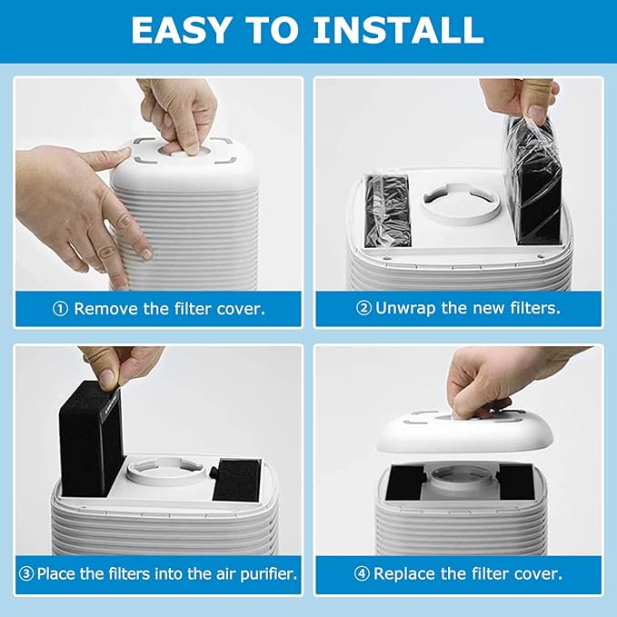 6 Pack LV-H128 Replacement Filter Compatible with LEVOIT LV-H128 / PUURVSAS (HM669A) / ROVACS (RV60) Air Purifier, 3-in-1 HEPA and Activated Carbon Filters, Replace Part #LV-H128-RF