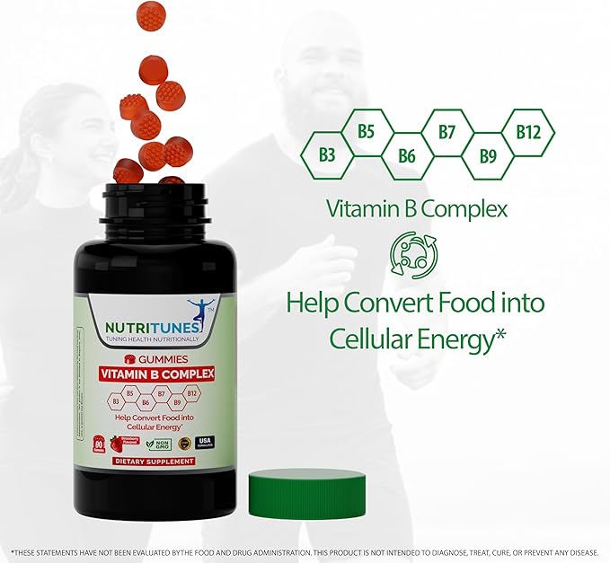 Vitamin B Complex Gummies–High Potency B Complex Vitamins Gummies with Methyl B12, Folate, Biotin & Vitamin C – Non-GMO, Vegan, Gluten-Free – 90 Gummies – Made in USA