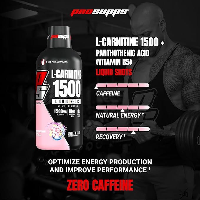 PROSUPPS L-Carnitine Liquid 1500, Stimulant-Free Liquid Shots for Men & Women - Clean Workout Drink for Energy, Performance & Muscle Recovery - No Sugar, No Carbs - 31 Servings, Sweet N-Tart
