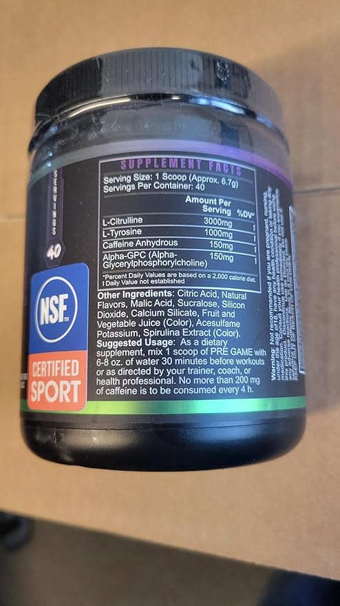 BLACKLABEL Supplements PRE-Game Pre Workout Powder, Lime Rickey (40 Servings) – NSF Certified for Sport – Customizable 150mg Caffeine for Energy and Focus – Low-Stimulant Pre Workout for Men and Women