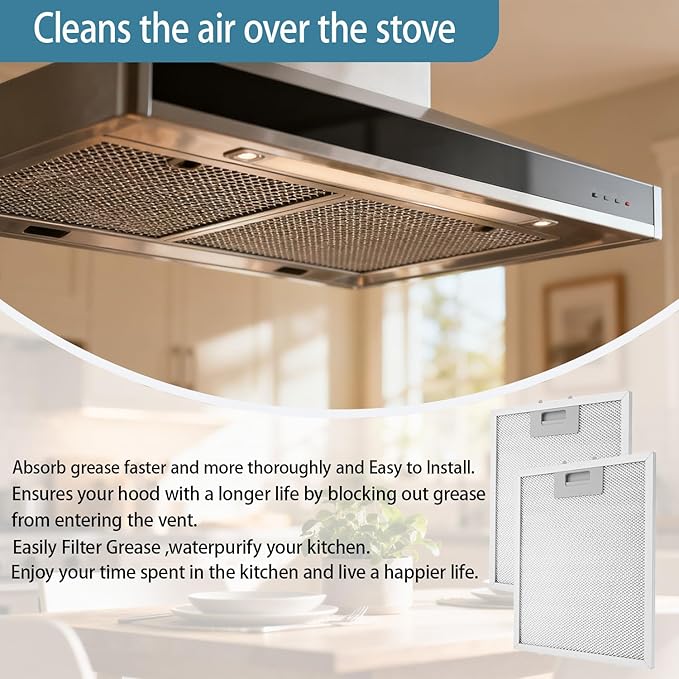 2 Pack SB08087294 Range Hood Filter 11.75"x 9.40" Compatible with For Broan Kenmore range hoods, Range Hood Aluminum Grease Filter, Replaces AP5614116 B08087294 RM523004 1373064