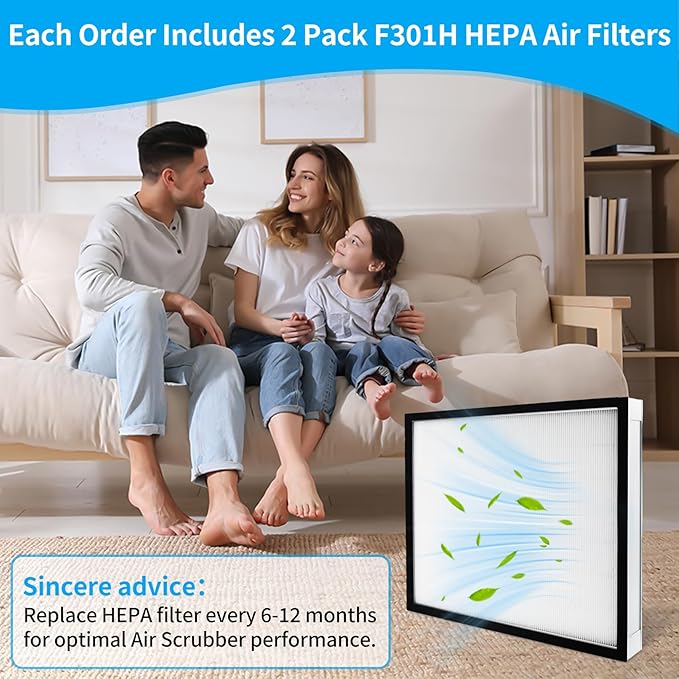 AS-550 F301H HEPA Filter, Compatible with BlueDri Air Scrubber Stage 2 HEPA 550 Air Filter, 16x19x2. Shield 550 HEPA Air Scrubber Filter Replacement, Suitable for VEVOR, Dri-Eaz, and Phoenix, 2-Pack