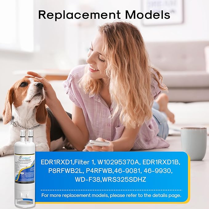 WHR1RXD1 Replacement for EDR1RXD1 Refrigerator Water Filter, Everydrop® Filter 1, W10295370A, KAD1RXD1, P4RFWB, 46-9081, 46-9930, P5WB2L, PS2378001, 3Pack