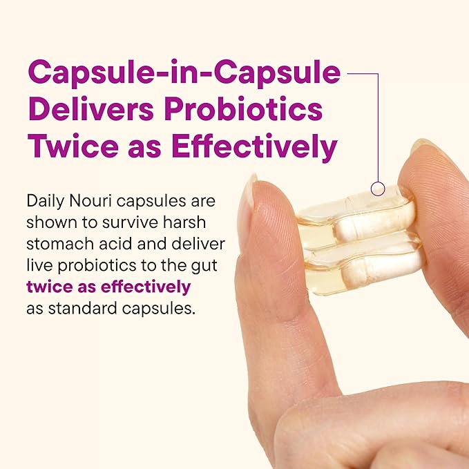 Daily Nouri Hormone Balance Probiotic for Women | Supports Healthy Estrogen, PMS, PCOS, Perimenopause, Vaginal pH, Yeast, Gut Health, Skin & Immunity | 7 Strains + Vegan Omega Oil | 30-Day Supply