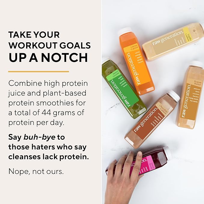Raw Generation 7-Day Protein Cleanse – High Protein Juice Cleanse with Dairy and Soy-Free Protein Smoothies/Gets Results Quickly While Energizing Your Workouts/Jumpstart a Healthier Diet