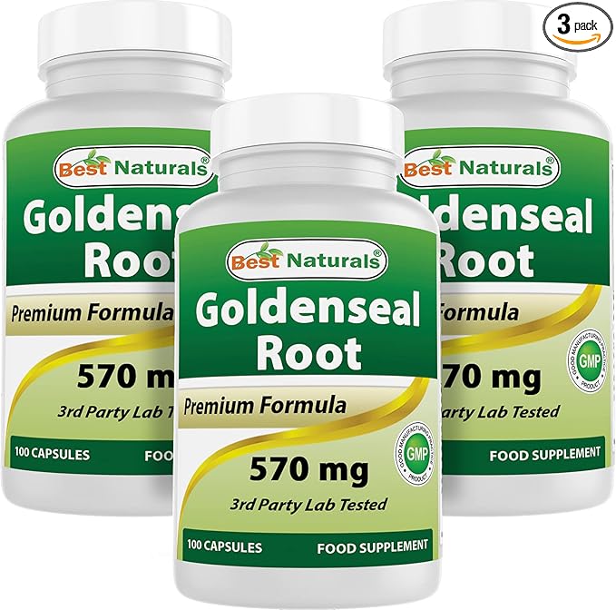 Best Naturals Goldenseal Root 570 mg (Non-GMO) 100 Capsules (100 Count (Pack of 3))