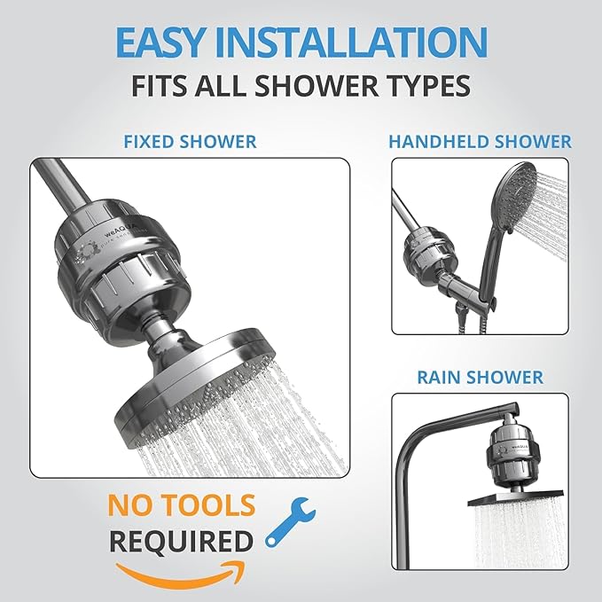 WeAQUA Heavy Duty NO BS Shower Filter Family 2 PACK – 99% Removal for Hard Water, Chlorine, Fluoride, Heavy Metals, Micro-life, Organics and More