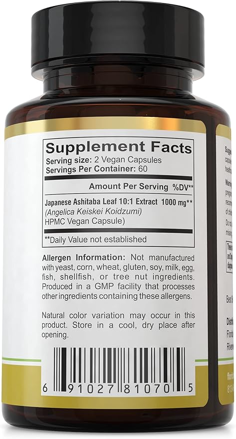Florida Herbal Pharmacy, Japanese Ashitaba Leaf Extract Capsules 10:1 (120 Capsules) 500 mg per Capsule, 1000 mg Serving