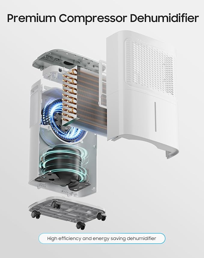 2500 Sq.Ft Dehumidifier for Basement Home, ASAHWo 34 Pints Dehumidifier with Drain Hose, Quiet Portable Dehumidifiers for Bathroom Large Room, Bedroom, Auto Defrost,Smart Humidity Control,24H Timer