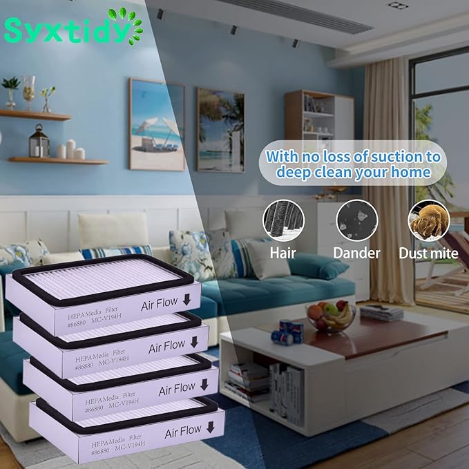 HEPA Filter Replacement for Kenmore EF-2, 86880, 20-86880, 40320, 610445, Panasonic MC-V194H, 4 Pack, White