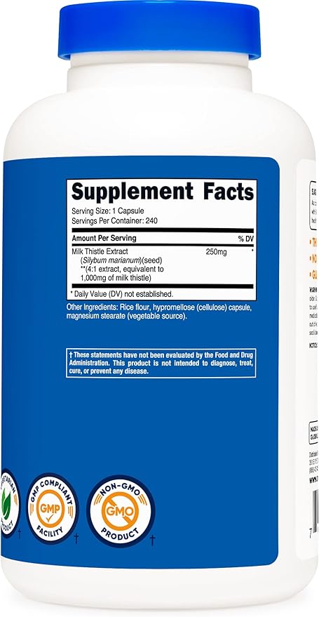 Nutricost Milk Thistle 1,000mg Equivalent, 240 Capsules (2 Pack) - 250mg of 4:1 Extract - Vegan, Non-GMO and Gluten Free