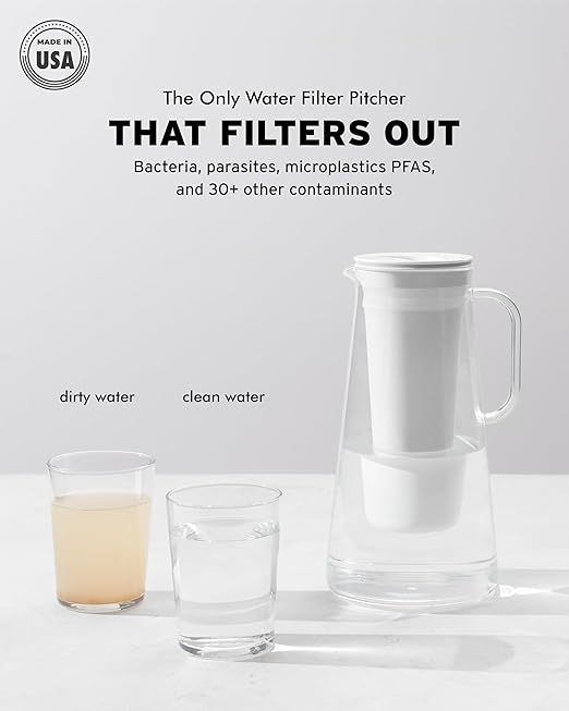 LifeStraw Home – Water Filter Pitcher, 7-Cup, Pebble, BPA Free Designed for Everyday Protection Against Bacteria, parasites, microplastics, Lead, Mercury, PFAS, and A Variety of Chemicals
