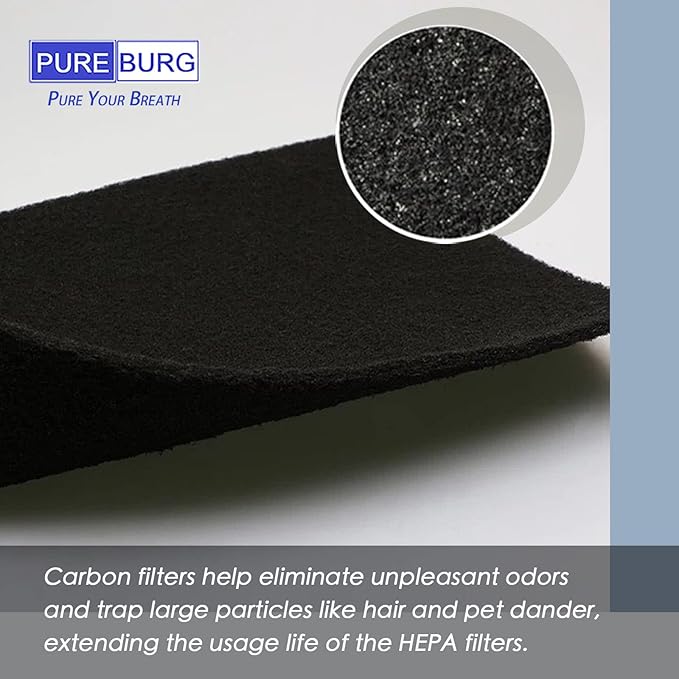 PUREBURG Replacement Filter Compatible with Tailulu AP100 Air Purifiers,3-Pack H13 True HEPA Activated Carbon 3-Stage Filtration Air Clean Dust VOCs