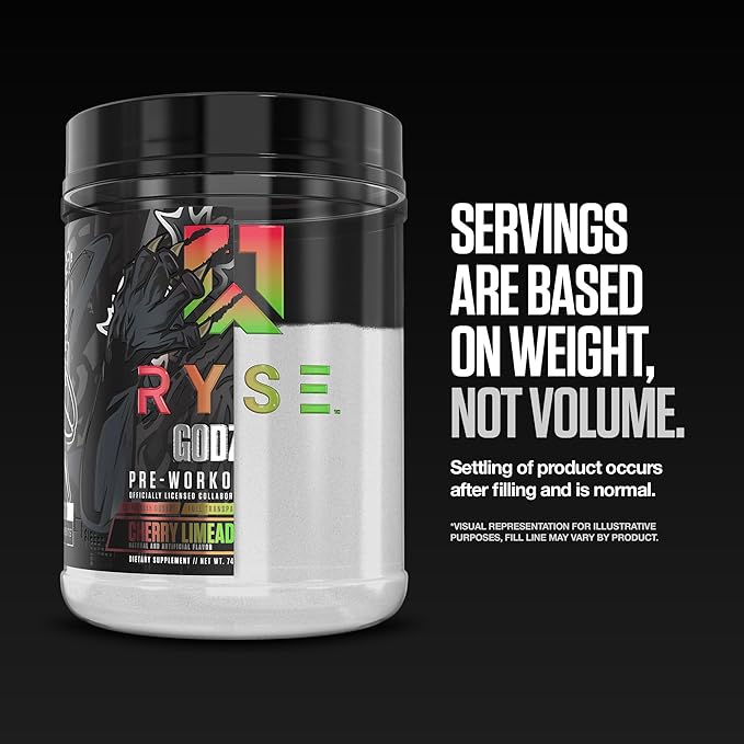 RYSE Godzilla X Noel Deyzel Pre Workout Powder - Strawberry Kiwi - 400mg Caffeine, High Stim Pre-Workout for Men & Women with Citrulline & Beta Alanine - Energy, Pump & Focus - 20/40 Servings
