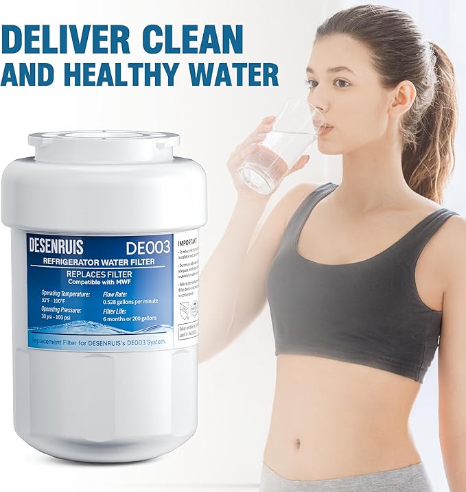 Water Filter Replacement Compatible with GE MWF, SmartWater MWFP, MWFA, GWF, HDX FMG-1, WFC1201, RWF1060, 197D6321P006, Kenmore 9991, Pack of 2, By DESENRUIS