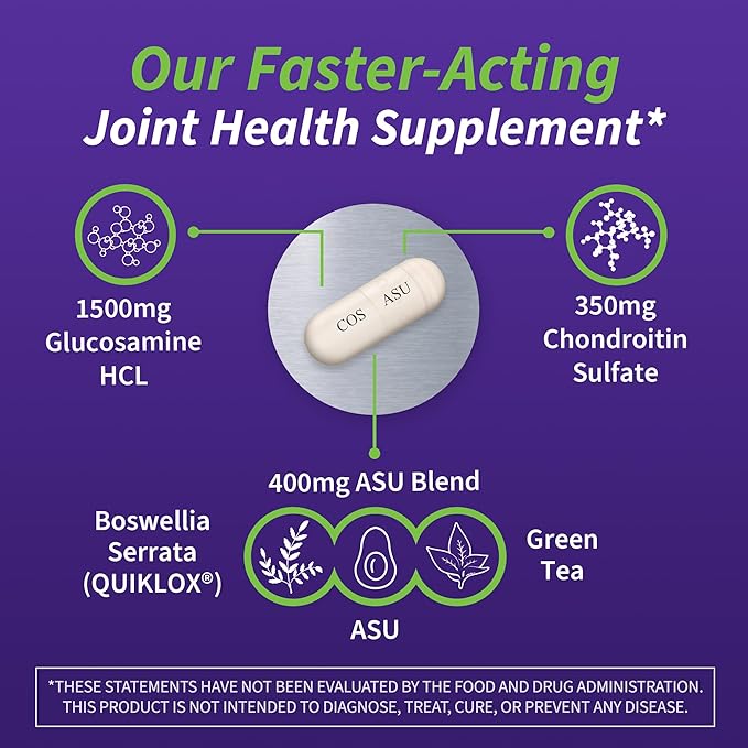Nutramax Laboratories Cosamin® ASU Joint Health Supplement with Glucosamine, Chondroitin & ASU for Men’s & Women's Joint Health, 230 Capsules