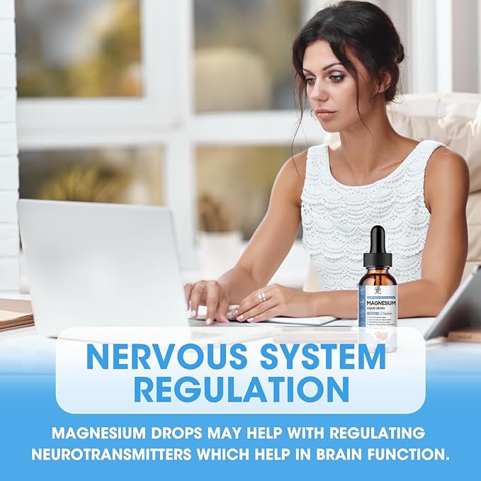 Magnesium Glycinate Liquid Drop with Citrate, Oxide and Taurate, Calm Magnesium with Omega3, L-Theanine, D3, B6, B12 for Calm, Sleep, Leg Cramps, Muscles, Energy, Sugar-Free Strawberry Flavor
