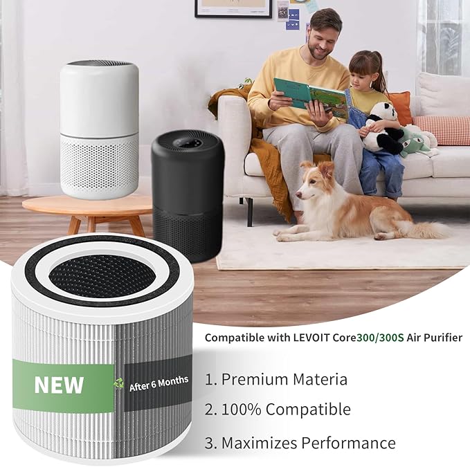 Core 300 Replacement Filter for Levoit Core 300/300S,Core 300-P Air Purifier, 3-in-1 H13 True HEPA Filter Replacement,Compare to Part No. Core 300-RF,2 Pack