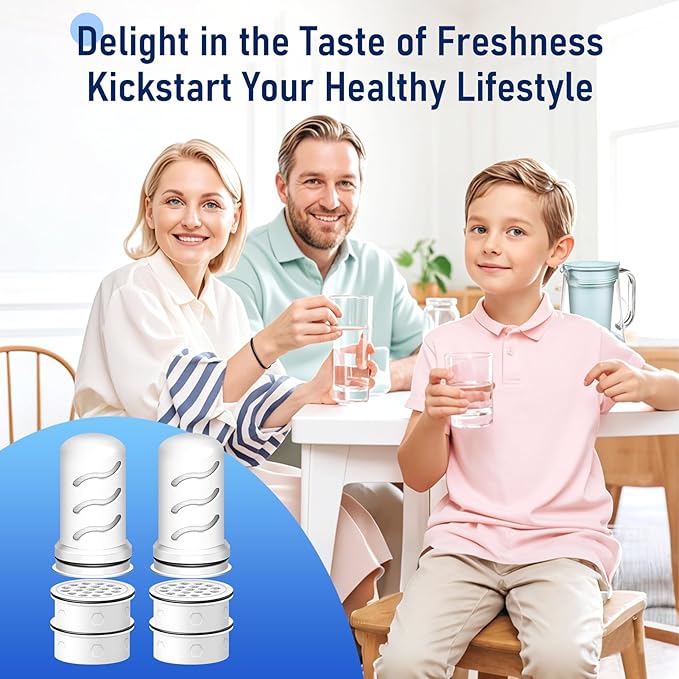 Water Filter Replacement for LS Home Dispenser 18 C/Glass Pitcher 7 C/Plastic Pitcher 10 C/Plastic Pitcher 7 C.4 Activated Carbon + Ion Exchange Filter and 2 Membrane Micro Filter (4+2)