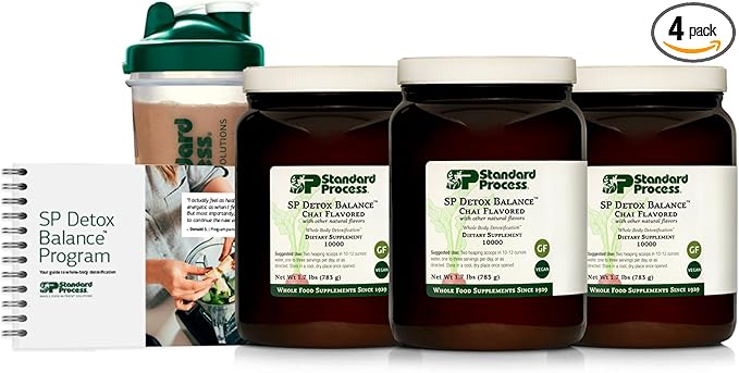 Standard Process SP Detox Balance Chai, 28-Day Program Kit - Detox Cleanse with Pea Protein, Iron, Magnesium & Choline - Vegan, Non-Dairy & Gluten-Free - 1 Kit
