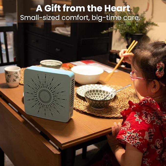 4-in-1 Portable Air Purifier HEPA Filter, Aroma, Ionizer & Mini Fan – USB-C Desktop Air Cleaner for Smoke, Pollen, Dander, Odors – 5 Colors for Bedroom, Office, Baby, Pets, Travel (Mist Blue)