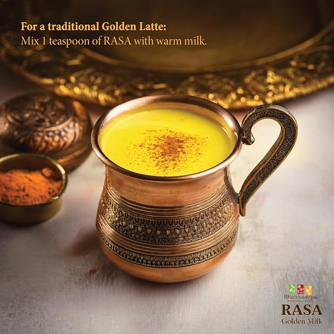 Shubhaavya Rasa Golden Milk - 3.17oz (90g) | High Curcumin Lakadong Turmeric Latte Blend | 30 Servings | All Natural | Non GMO | No Preservatives
