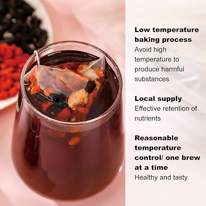 Ginseng Five Treasures Tea - Kidney Tea Wubao Tea, Kidney Cleanse Tea Ginseng Six Treasures Tea, Ginseng Red Date Natural Chinese Herbal Tea Bags for Men Women(250g/10g x25pcs)
