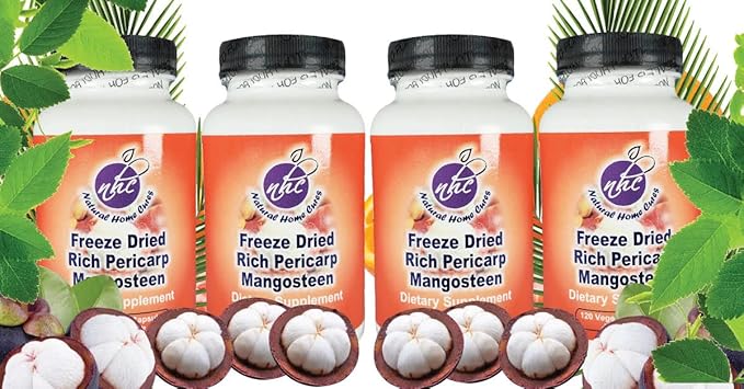 Mangosteen Pericarp Capsules, Freeze Dried, Whole Food, High ORAC, 56+ Potent Mangosteen Xanthones (120 Veggie Capsules) (4)