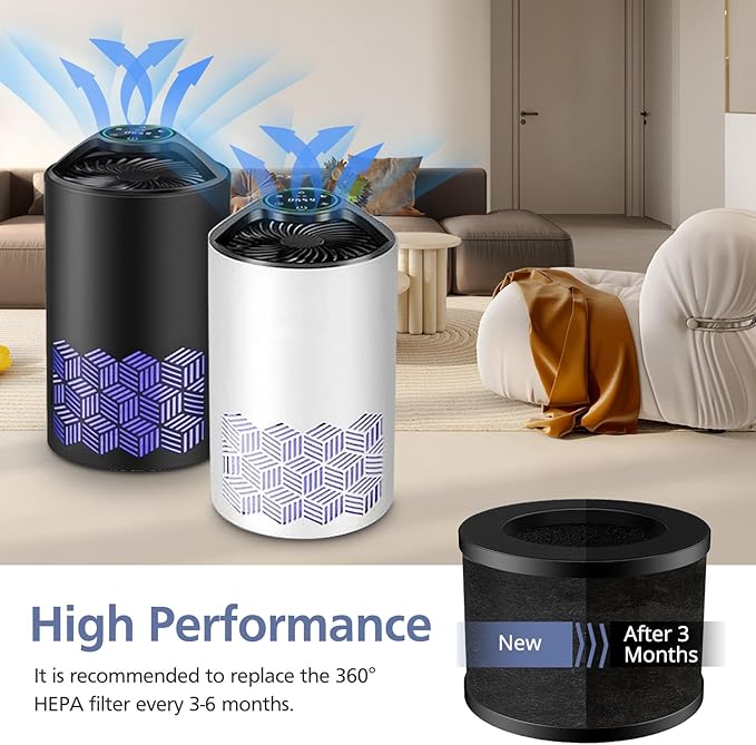 2 Pack TZ-K1 HEPA Replacement Filter Compatible with FreAire KN6391, Compatible with ToLife TZ-K1, Compatible with MK-01 MK-06, MJ012H, 3-in-1 HEPA Filter Replacement for Smoke Pollen, Black