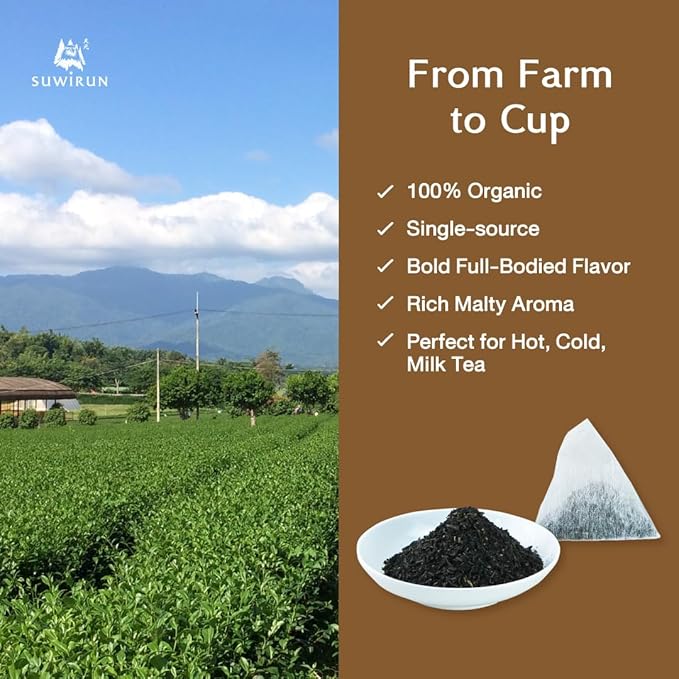 Suwirun Organic Assam Thai Black Tea 25 Bags โ Bold, Smooth & Aromatic โ Premium Quality, No Additives โ Perfect for Hot, Iced & Thai Milk Tea