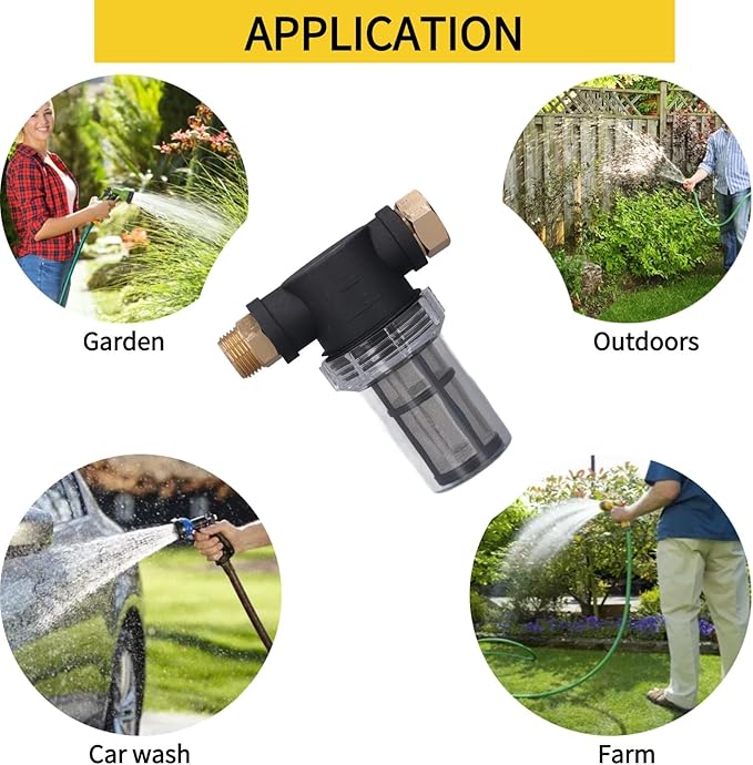 Garden Hose Filter for Pressure Washer Inlet Water, Sediment Filter Attachment,100 Mesh Screen,with 1Extra 100 Mesh, 4PCS O-Ring and 4PCS Filter Hose Washer