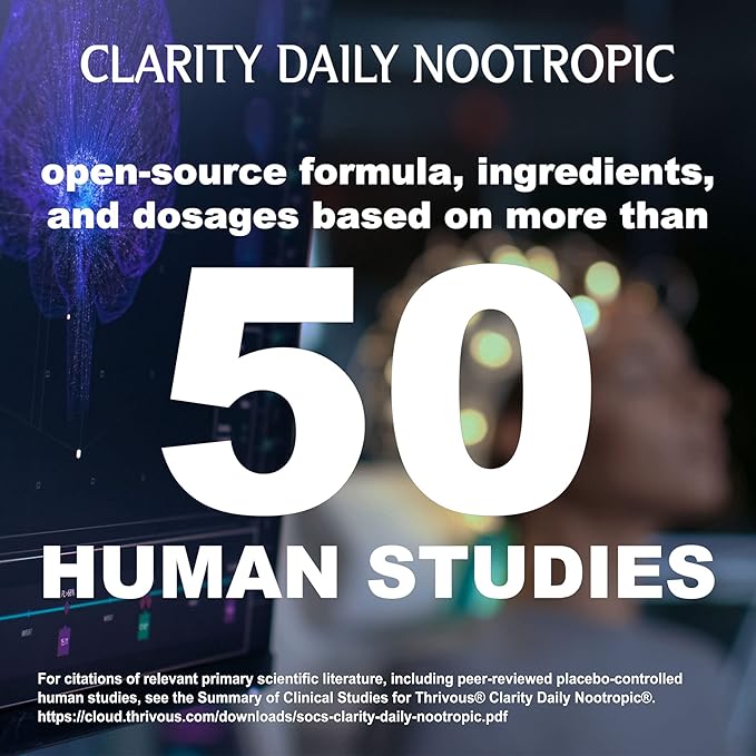 Thrivous Clarity - Enhance Memory, Focus & Mood - Advanced Natural Nootropic Supplement: Synapsa Bacopa, L Theanine, Rhodiola Rosea, Vitamin B Complex, Zinc Picolinate - 60 Capsules