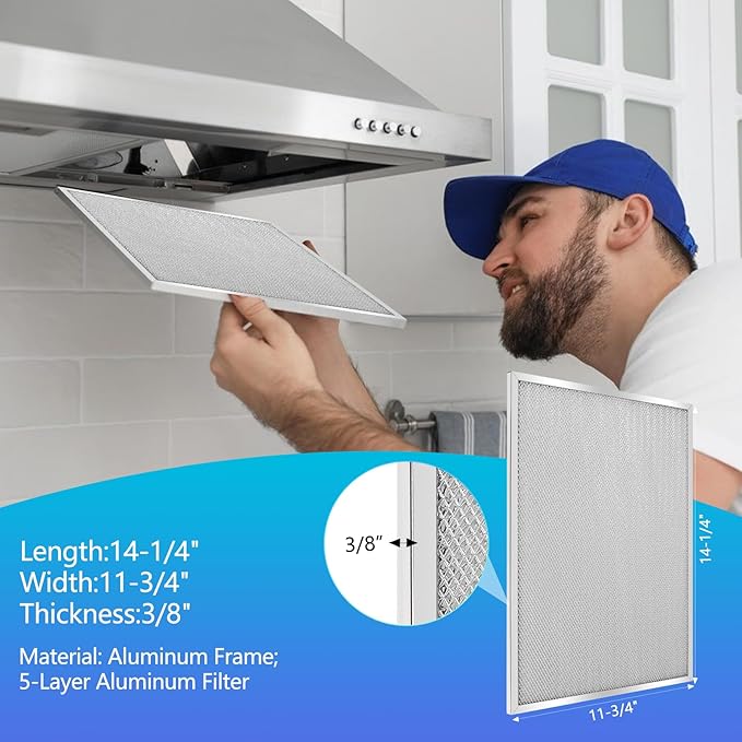 2 Pack-BPS1FA30 Range Hood Filter-11-3/4" x 14-1/4" x 3/8" -Aluminum Mesh Filter-Exact Fit Bro.an QS1 30" Nu.tone WS1 QS2 Range Hood Replaces 99010299 BPS2FA30 99010305 S99010305 AP3378953 by Keyteam